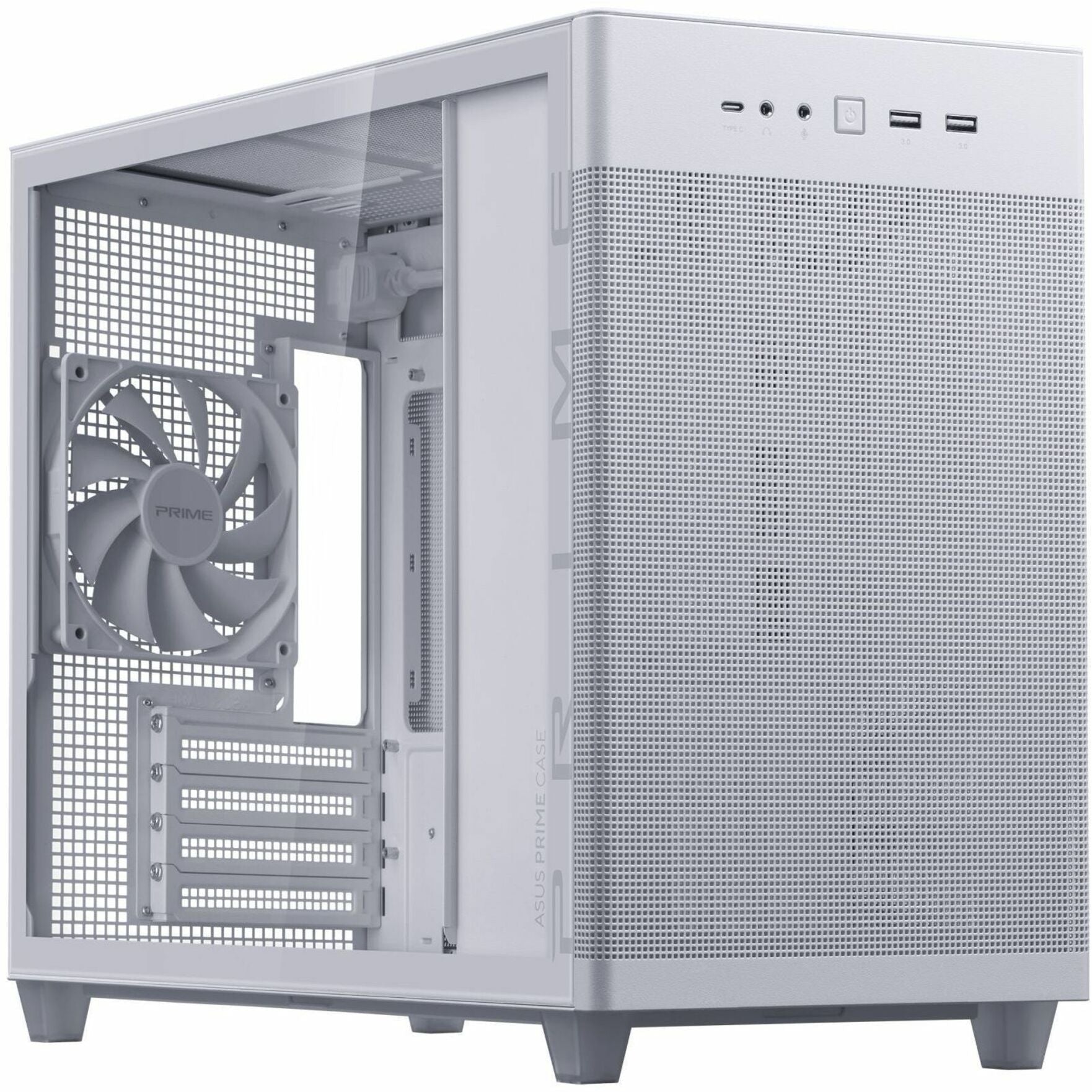 Asus AP201 ASUS PRIME CASE TG Computer Case - Micro ATX, Mini ITX Motherboard Supported - Tower - Tempered Glass - White - Soundz Store AUSTRALIA