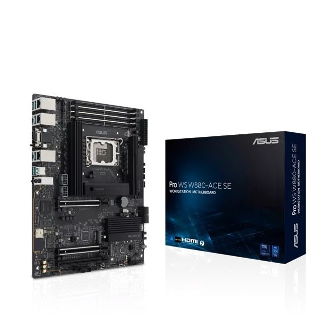 ASUS Pro WS W880-ACE SE, Intel W880 ATX, LGA1851, DDR5 256GB ECC, PCIe 5.0, 4x M.2, Dual 2.5Gb LAN, Thunderbolt 4, vPro, IPMI/BMC Ready - Soundz Store AUSTRALIA