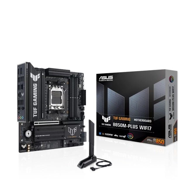 ASUS TUF GAMING B850M-PLUS WIFI7, AM5,B850,4DDR5 256GB,PCIe5.0,M.2x3,WiFi7,BT5.4,2.5GbE,USB20G,DP,HDMI,mATX,3yr wty - Soundz Store AUSTRALIA