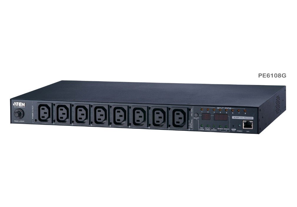 Aten 15A/10A 8-Outlet 1U Metered & Switched eco PDU, emote power outlet control (On, Off, Power Cycle) by individual outlets, Green Package - Soundz Store AUSTRALIA