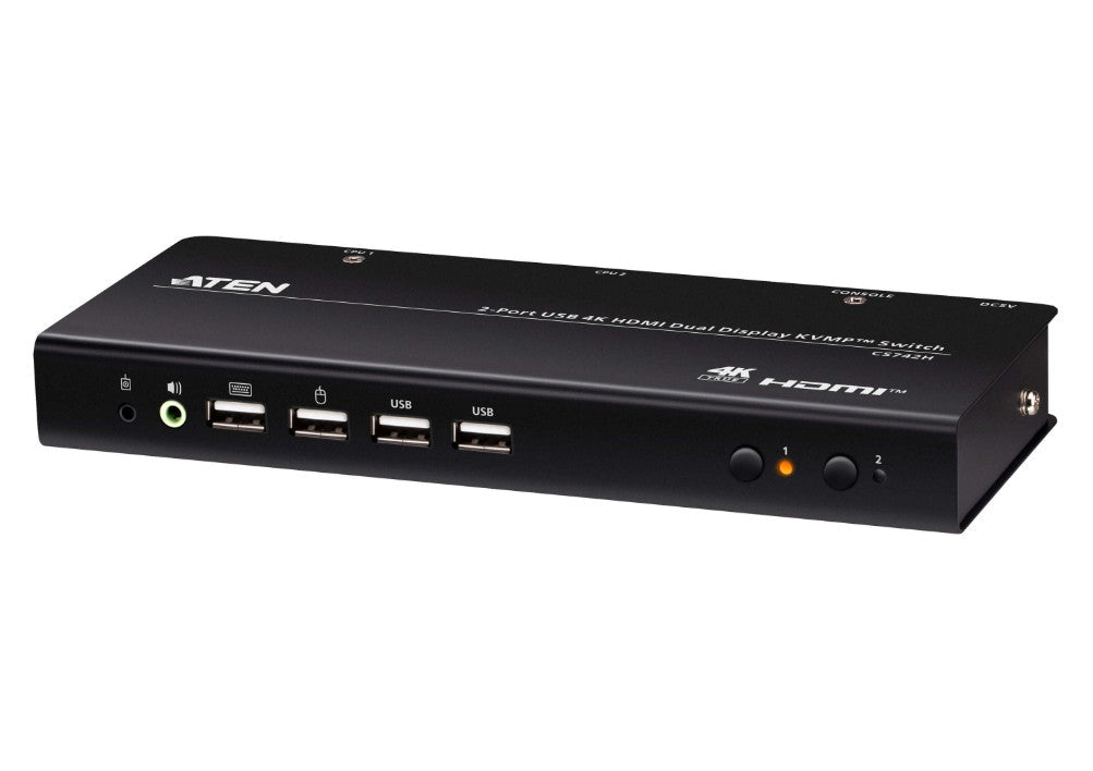 Aten Desktop 2-Port USB 4K HDMI Dual-Display KVMP™ Switch, up to 4096 x 2160 @ 60 Hz, Video DynaSync™, (Cables included) - Soundz Store AUSTRALIA