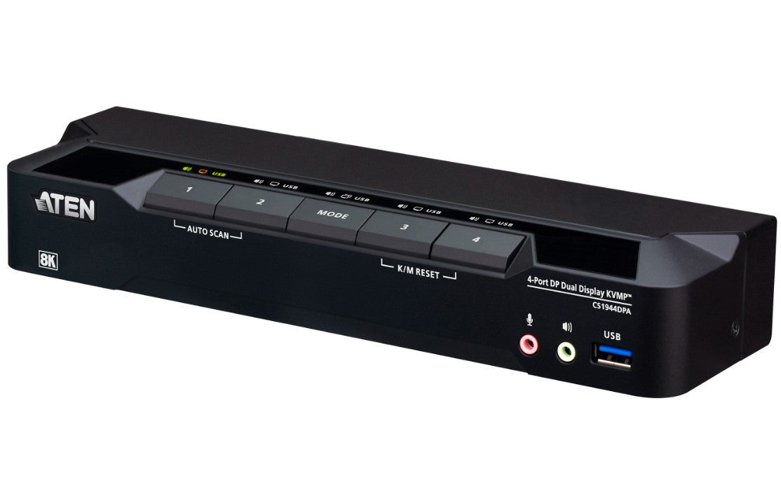 Aten Desktop 4-Port USB 3.0 8K DisplayPort Dual-Display KVMP™ Switch, Up to 7680 × 4320 @ 60 Hz, 5120 × 2880 @ 60 Hz (Cables included) - Soundz Store AUSTRALIA