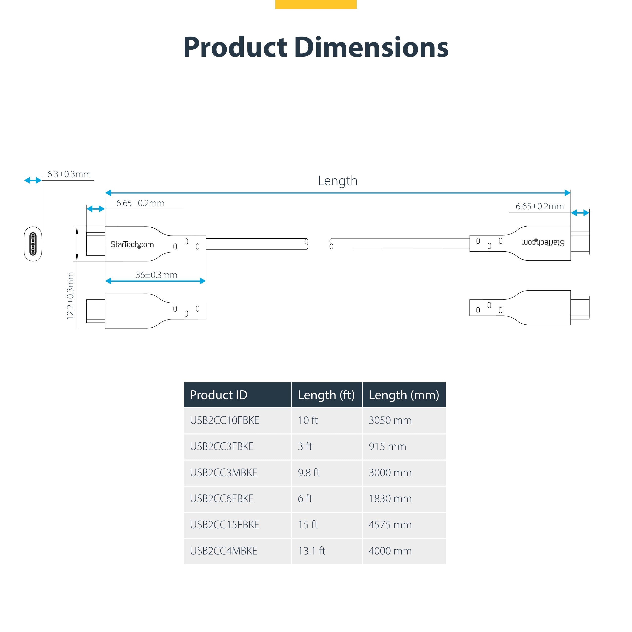 StarTech.com 13ft (4m) USB-C Charging Cable, Charge & Sync, 60W (3A) PD, USB 2.0 Laptop Charger Cable, TPE Jacket - Black USB C Charging Cord