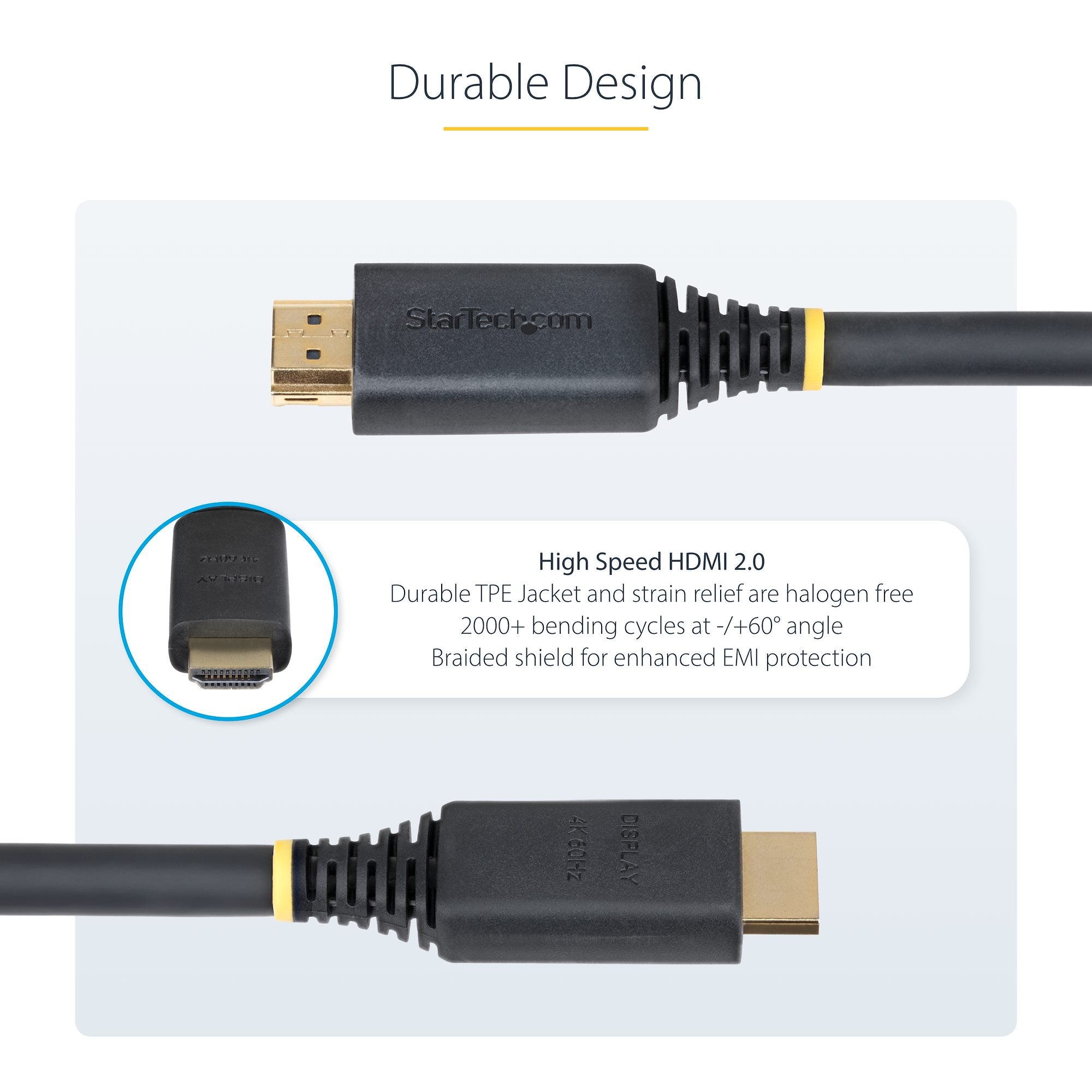 StarTech.com 15m (49.2ft) Active High Speed HDMI Cable, 4K 60Hz/1440p 144Hz, HDR10/HDCP 2.2/ARC, 18Gbps, UHD HDMI 2.0 Cord for TV/Monitor/Display, TPE Jacket