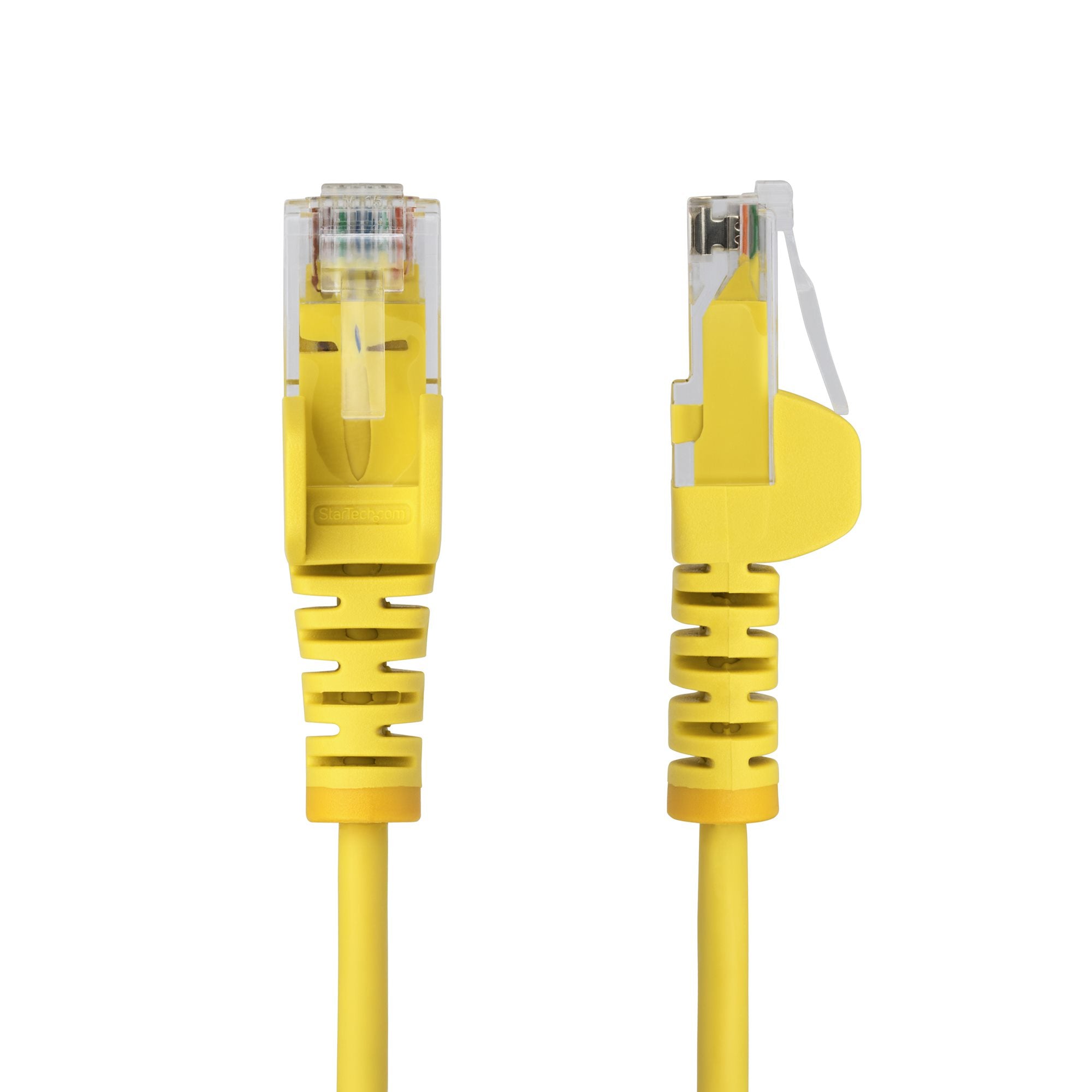 StarTech.com 10m Yellow Slim CAT6 Ethernet Cable, Snagless, 100W PoE, UTP, LSZH, 28AWG Pure Bare Copper Wire, Slim RJ45 Network Patch Cord w/Strain Reliefs, Fluke Tested