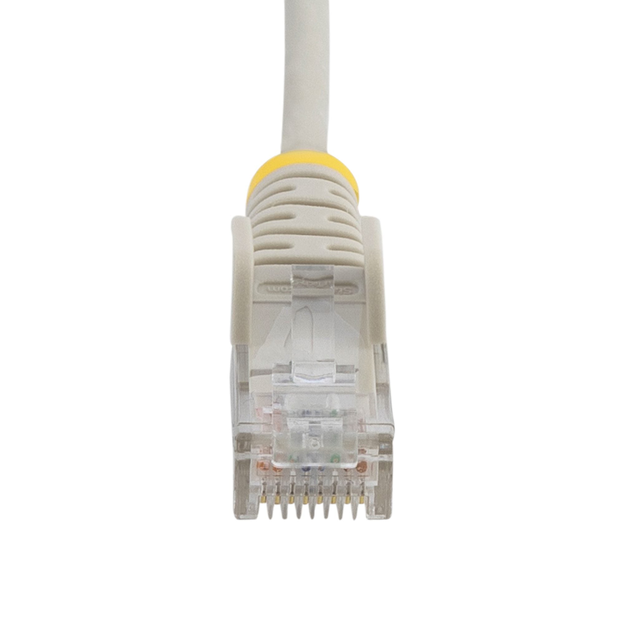 StarTech.com 15m Gray Slim CAT6 Ethernet Cable, Snagless, 100W PoE, UTP, LSZH, 28AWG Pure Bare Copper Wire, Slim RJ45 Network Patch Cord w/Strain Reliefs, Fluke Tested