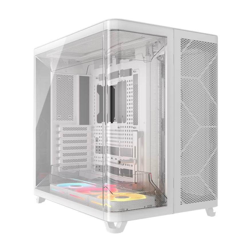 Corsair AIR 5400 LX-R RGB iCUE LINK Triple Chamber Mid-Tower PC Case - White; ATX/E-ATX; 467x470x340mm; TG; 360GPU; 180CPU; 360RAD; USB-C - Soundz Store AUSTRALIA