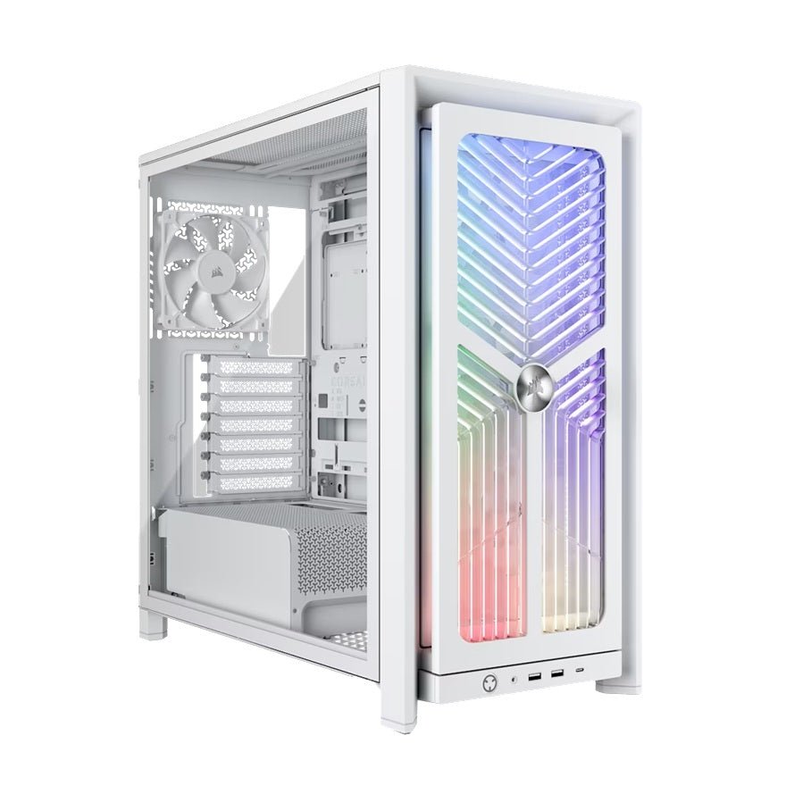 Corsair FRAME 4000X RS Mid-Tower PC Case - White, Mid-Tower ATX/E-ATX Mini-ITX Micro-ATX 430mm GPU 170mm CPU 360mm rad TG USB-C 3x120/2x140 fans - Soundz Store AUSTRALIA