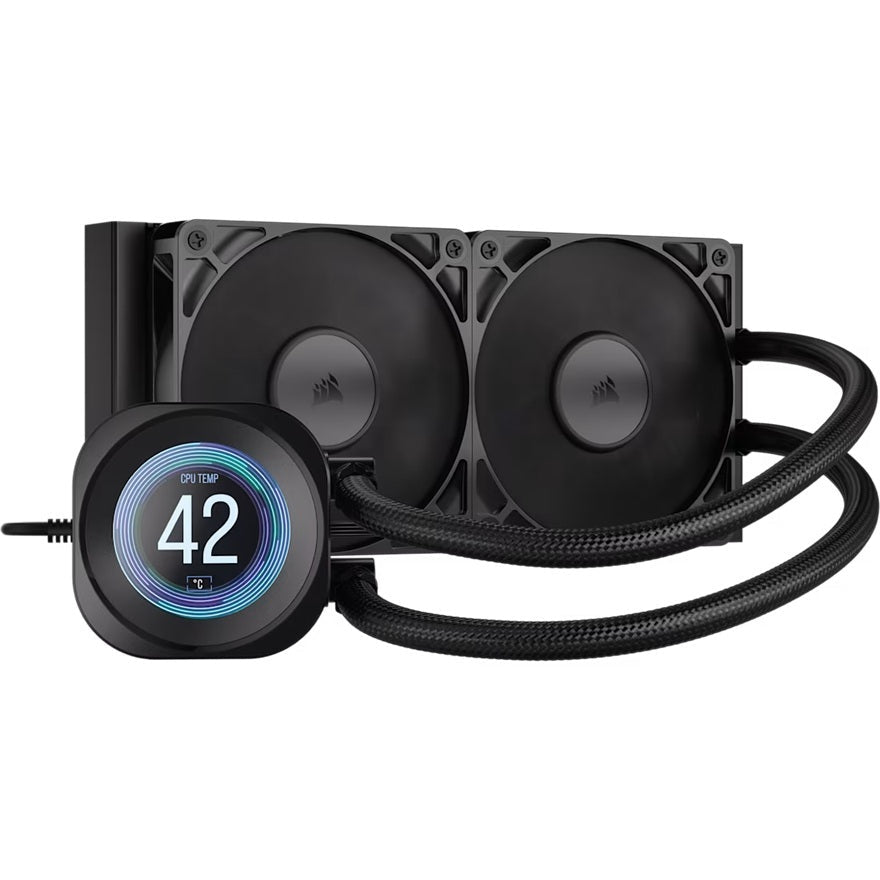 Corsair NAUTILUS 240 RS LCD Liquid CPU Cooler - Black, 240mm rad, LCD pump, 2x PWM fans, 2100 RPM, AM5/LGA1851, copper plate, 400mm tube, 36dBA - Soundz Store AUSTRALIA