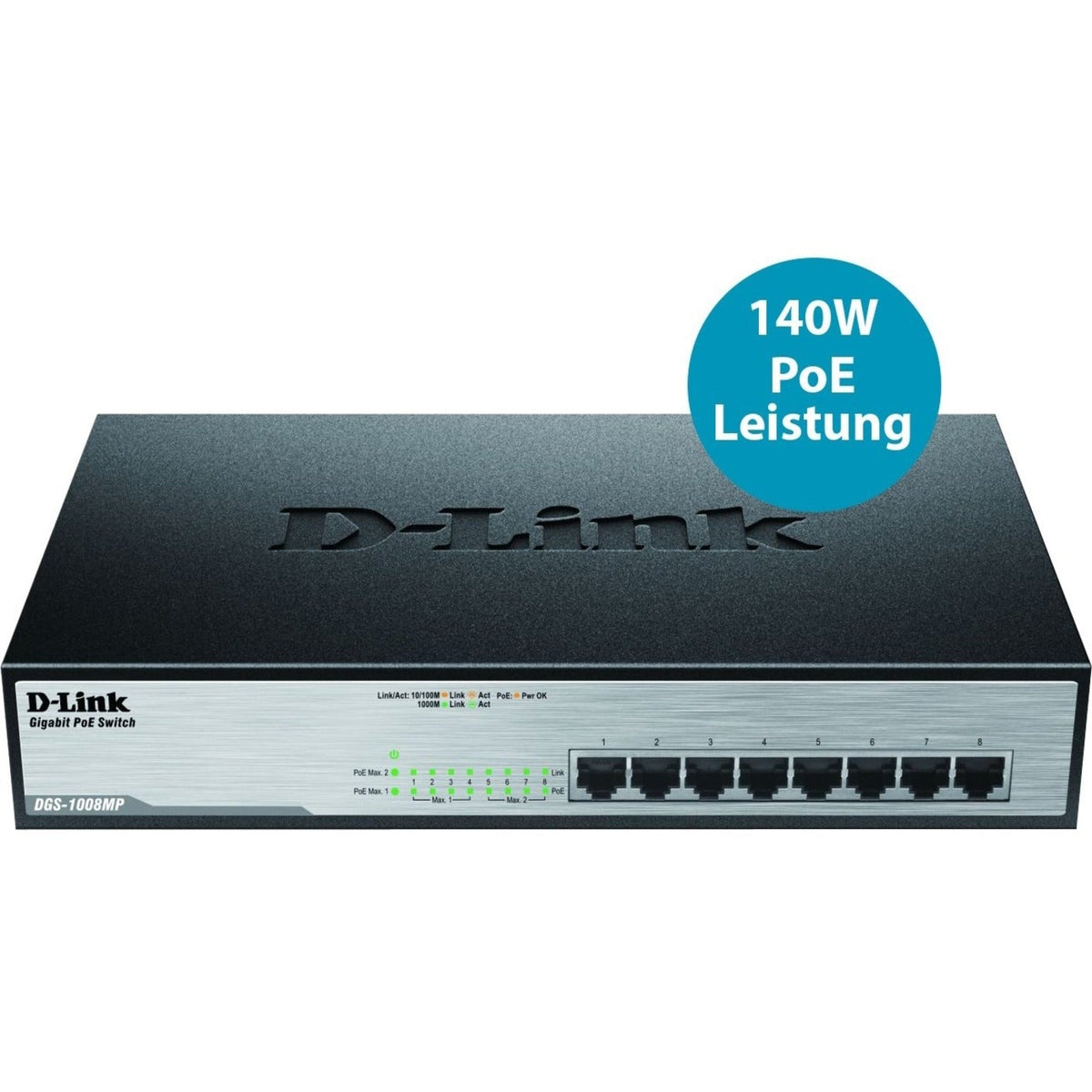 D-Link DGS-1008MP 8 Ports Ethernet Switch - Gigabit Ethernet - 1000Base-T - Soundz Store AUSTRALIA