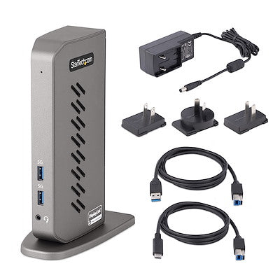 StarTech.com USB-C USB-A Dock - Hybrid Universal USB 3.0 Docking Station for USB-C or USB-A Laptop - Dual Monitor 4K 60Hz HDMI/DisplayPort - 6x USB-A, GbE - USB 3.1/3.2 Gen 1 - Windows/Mac