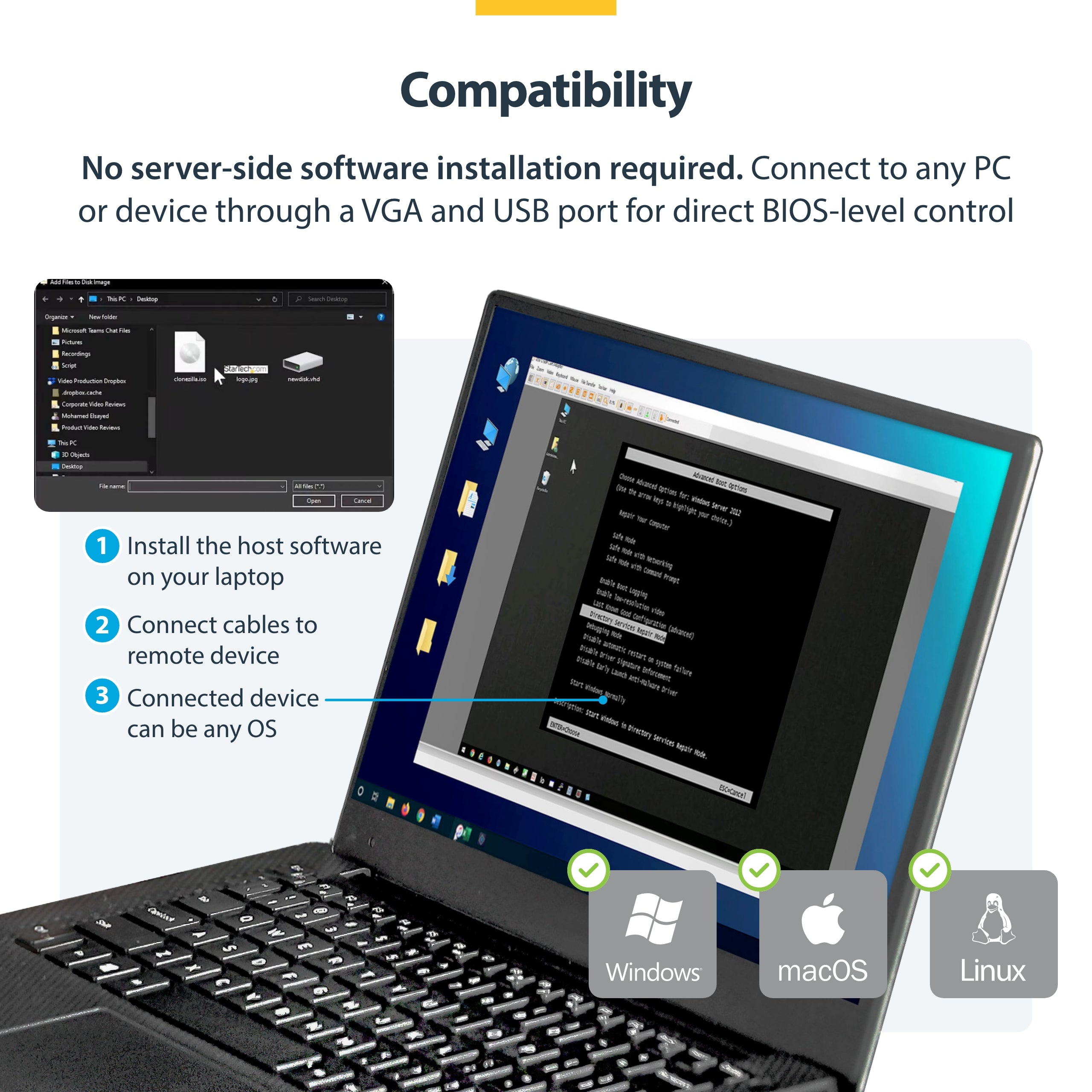StarTech.com KVM Console to USB 2.0 Portable Laptop Crash Cart Adapter