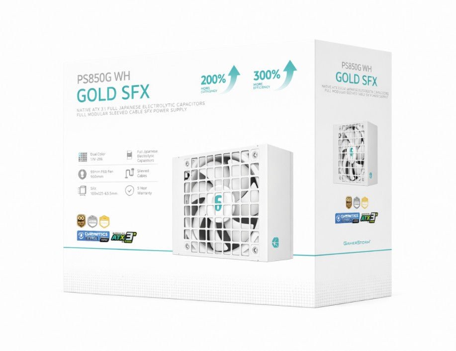 DeepCool PS850G WH 850W Gamer Storm SFX ,Full Japanese Electrolytic Capacitors, Cybenetics Platinum /PPLP Gold, Fluid Dynamic Bearing - Soundz Store AUSTRALIA