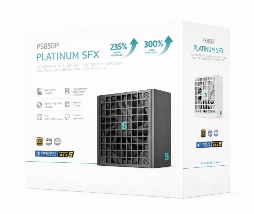 DeepCool PS850P 850W Gamer Storm SFX12V V4.1 & ATX12V V3.1M Full Japanese Electroyltic Capacitors, Cybenetics Platinum/PPLP 115V Platinum - Soundz Store AUSTRALIA