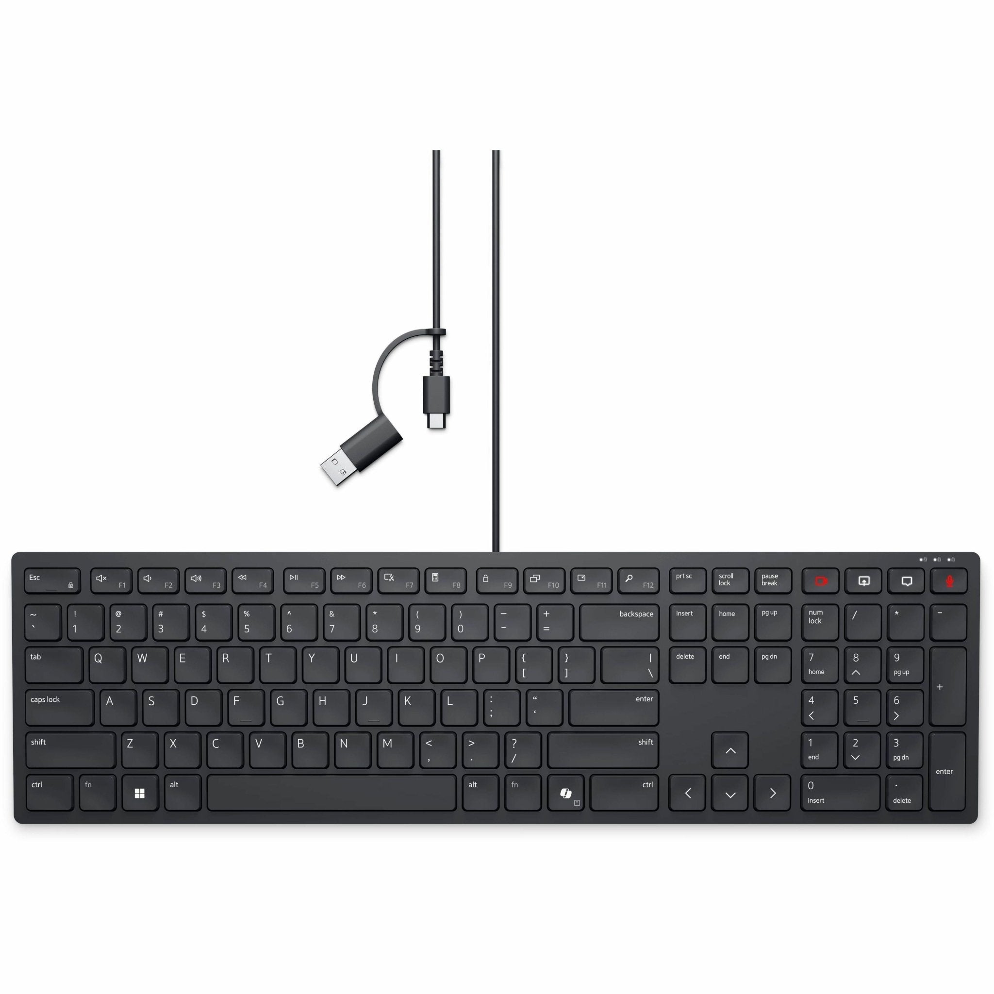 Dell Wired Collaboration KB525C Keyboard - Full-size - Cable Connectivity - USB Type C, USB Type A Interface - English (US) - Black - Soundz Store AUSTRALIA