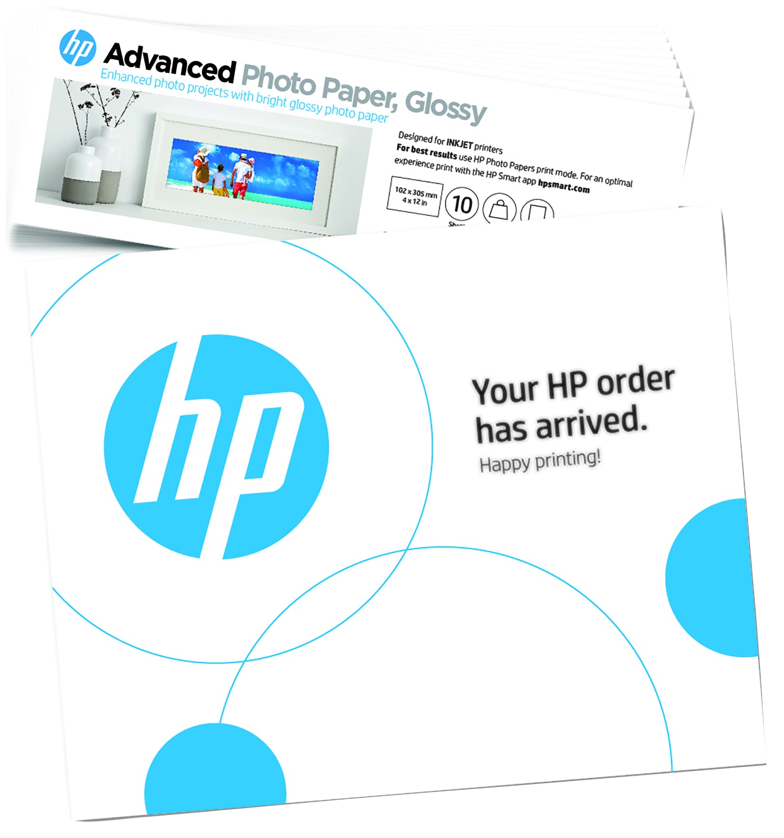 HP Advanced Photo Paper, Glossy, 65 lb, 4 x 12 in. (101 x 305 mm), 10 sheets