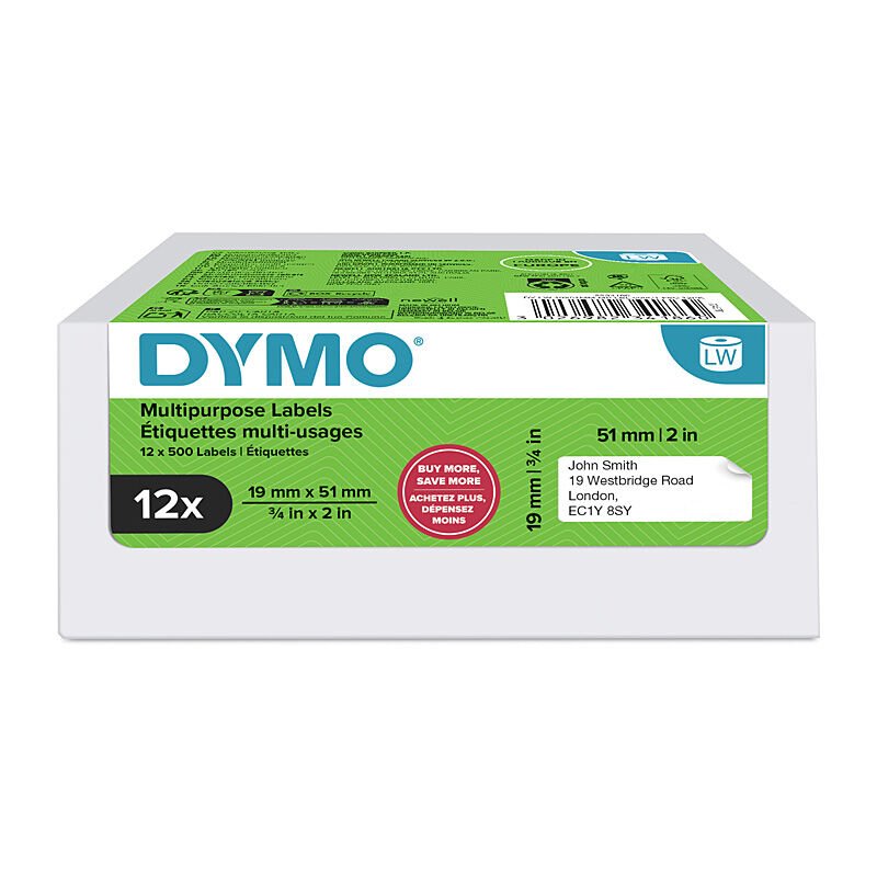 Dymo 2234186 - LW Multi Lbl 19x51mm Pk12 - Soundz Store AUSTRALIA