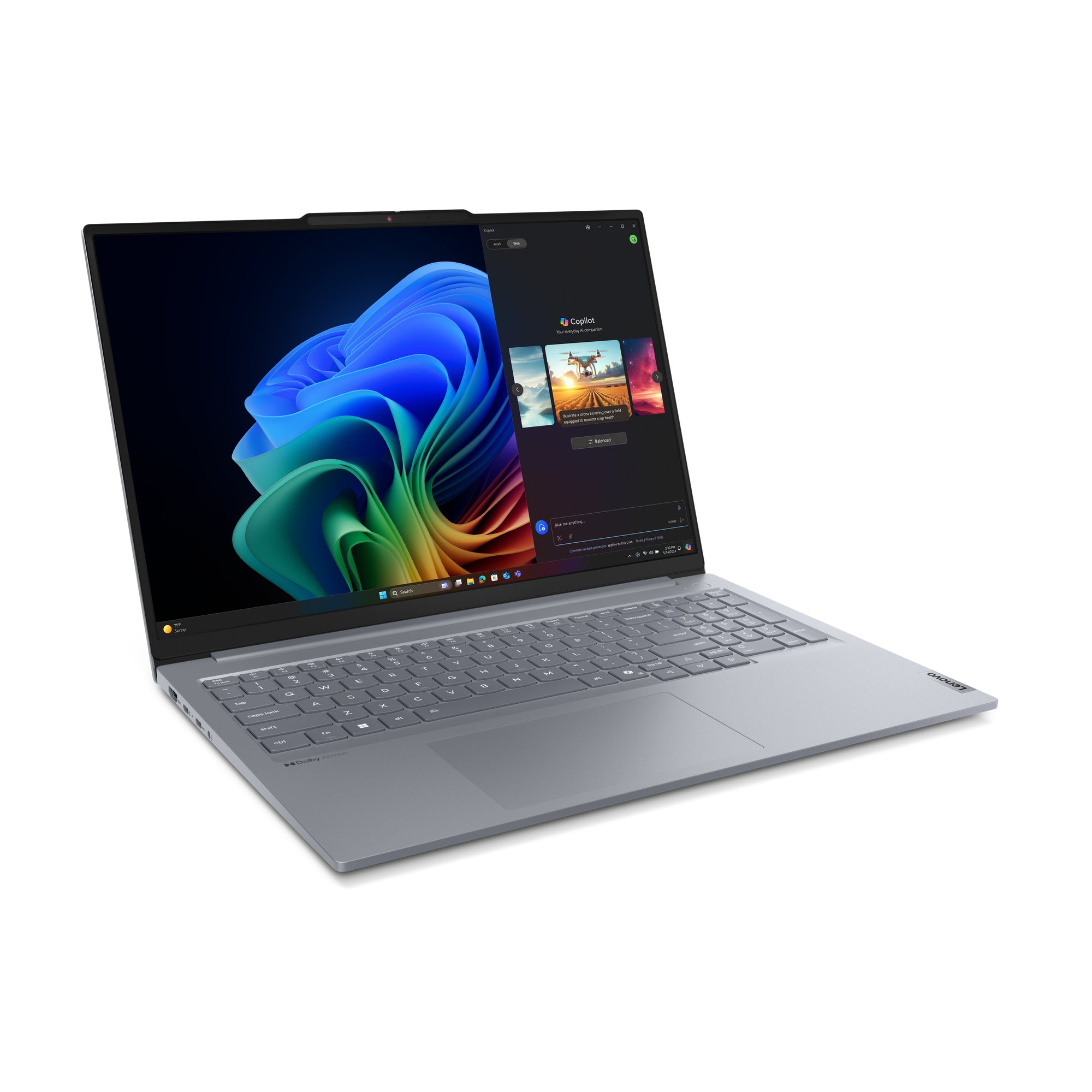 Lenovo ThinkBook 16 G7 QOY Copilot+ PC Qualcomm Snapdragon X1P-42-100 Laptop 40.6 cm (16") WUXGA 16 GB LPDDR5x-SDRAM 512 GB SSD Wi-Fi 7 (802.11be) Windows 11 Pro English Grey
