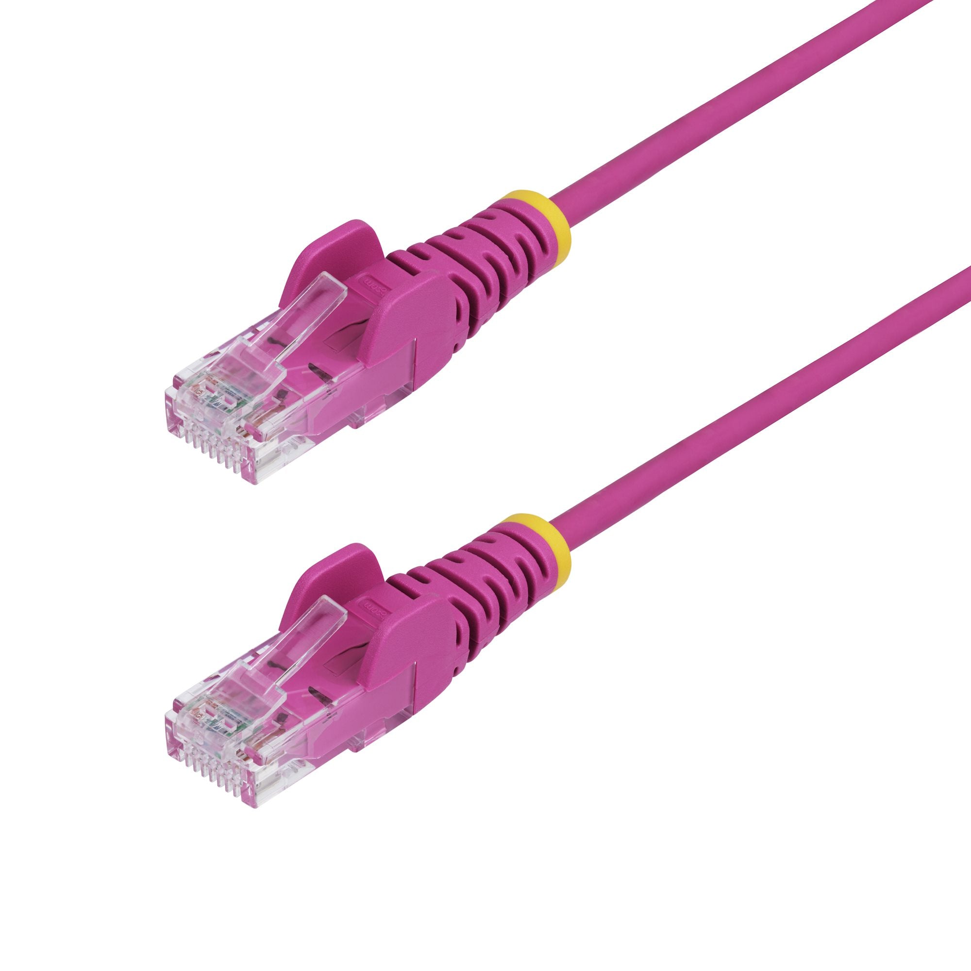 StarTech.com 15m Pink Slim CAT6 Ethernet Cable, Snagless, 100W PoE, UTP, LSZH, 28AWG Pure Bare Copper Wire, Slim RJ45 Network Patch Cord w/Strain Reliefs, Fluke Tested