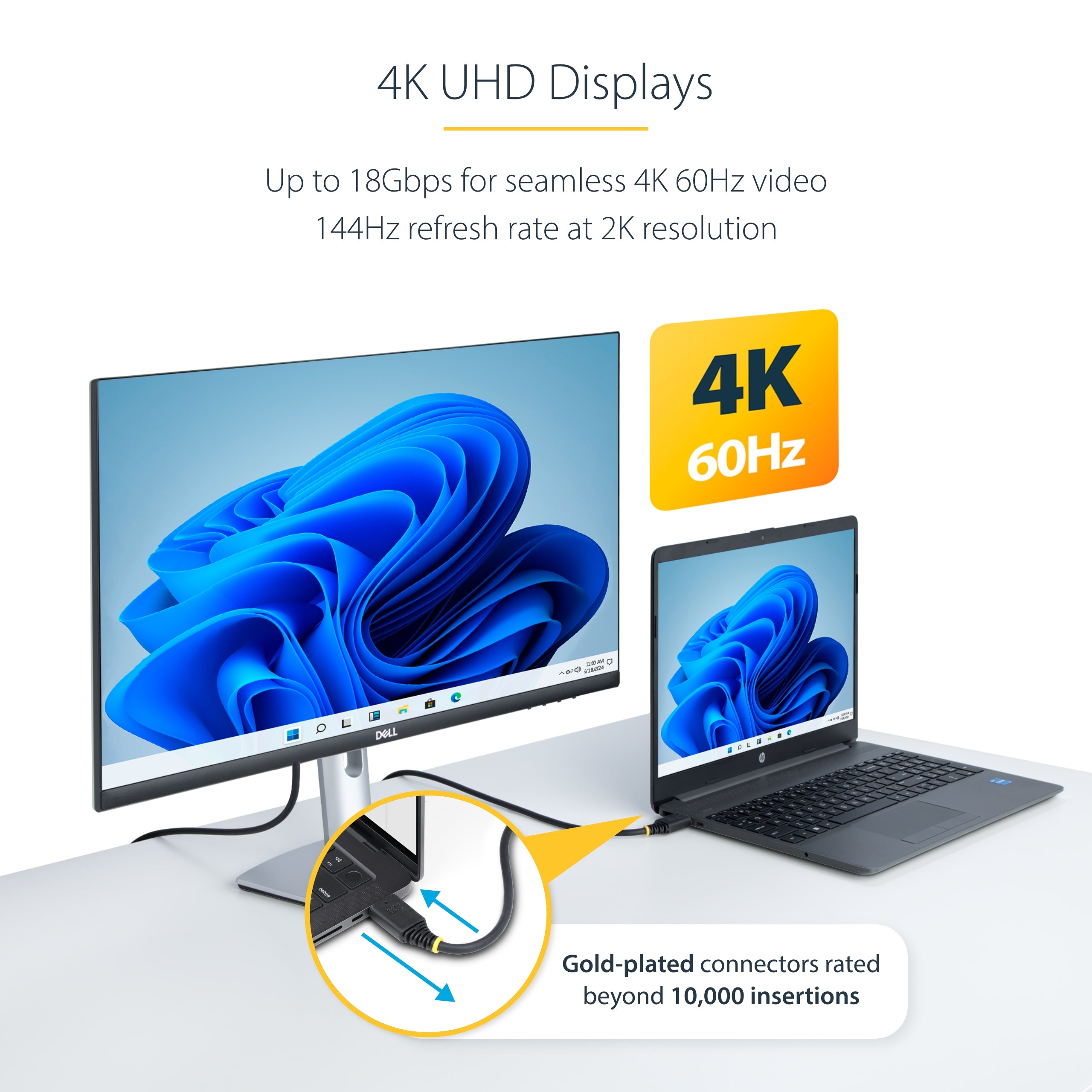 StarTech.com 1.6ft (50cm) Premium Certified High Speed HDMI Cable, 4K 60Hz/1440p 144Hz, HDR10/HDCP 2.2/ARC, 18Gbps, UHD HDMI 2.0 Cord for TV/Monitor/Display, TPE Jacket