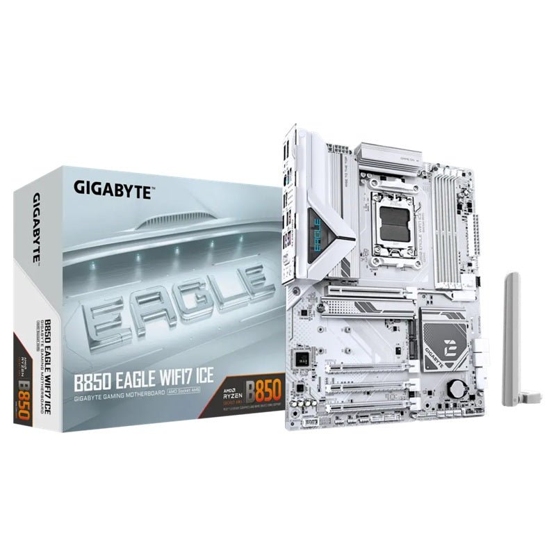 Gigabyte B850 EAGLE WF7 ICE, AMD AM5, 4 x DDR5 up to 256 GB, 1 x HDMI, 4 x PCI Express x16, 3 x M.2, 6 x USB 3.2, 2.5GbE LAN - Soundz Store AUSTRALIA