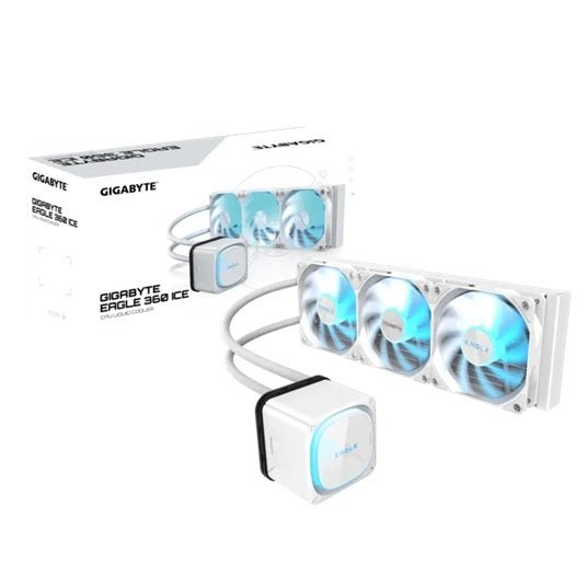 GIGABYTE EAGLE 360 ICE 360mm alu rad, 3x120mm ARGB fans 600-2000RPM, Intel 1851/1700/115X/1200 AMD AM5/AM4, copper pump 3200RPM, 400mm tube - Soundz Store AUSTRALIA