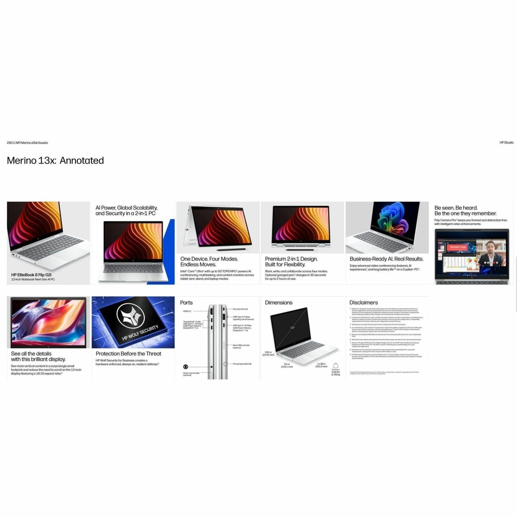 HP EliteBook 8 Flip G2i 13.3' Touchscreen Copilot+ PC Notebook - WUXGA - Intel Core Ultra 5 Series 3 325 - 16 GB - 512 GB SSD - Glacier Silver - Soundz Store AUSTRALIA
