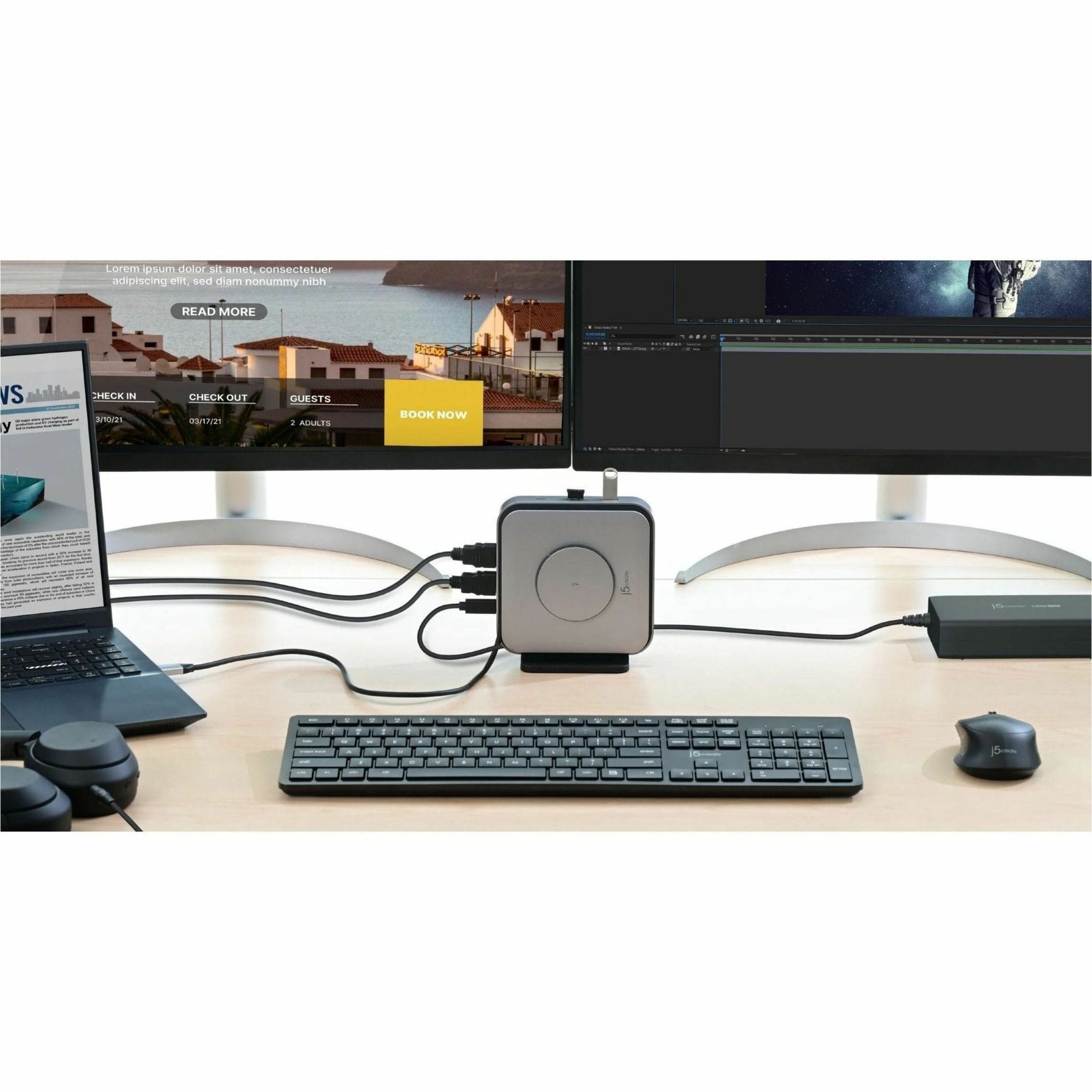 j5create JCD3199P USB Type C Docking Station for iPhone, MacBook, TV - Charging Capability - Memory Card Reader - SD - Space Gray - Desktop - Soundz Store AUSTRALIA