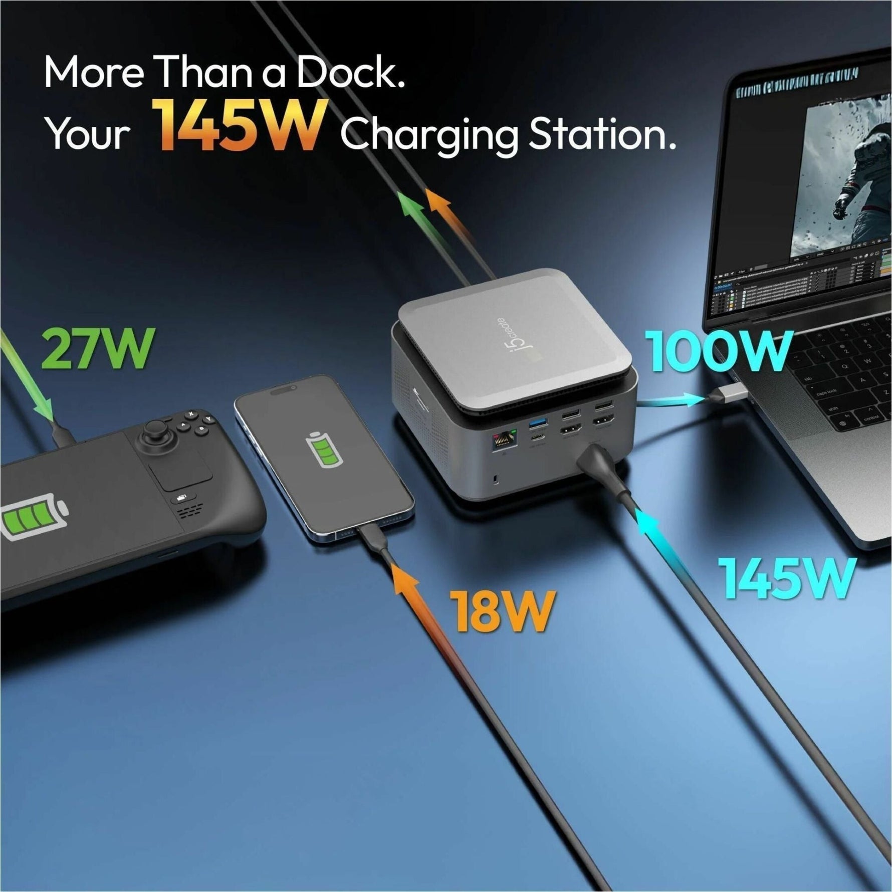 j5create JCDP4140 Docking Station for Notebook, Tablet, Smartphone, Workstation, MacBook - Charging Capability - Memory Card Reader - SD - 163 W - Space Gray - Desktop - Soundz Store AUSTRALIA