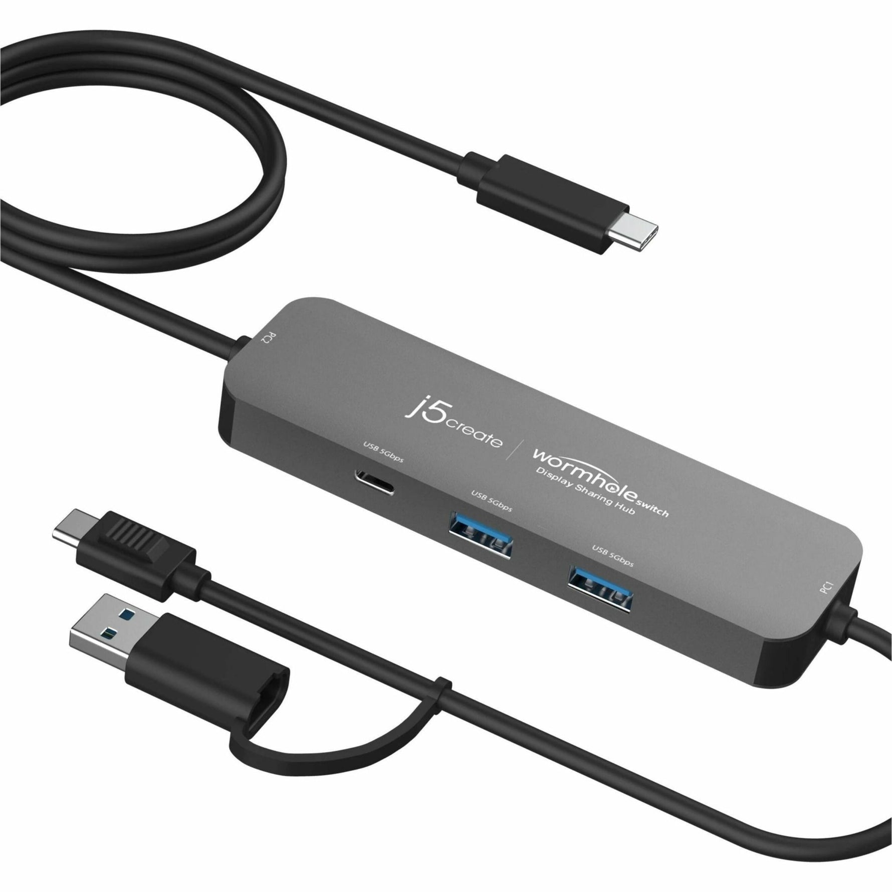 j5create Wormhole Switch JCH462 USB Hub - USB Type A, USB Type C - 640 MB/s - Notebook, Keyboard, Mouse, Desktop, Tablet, Webcam, Camera, Flash Drive - Space Gray - Soundz Store AUSTRALIA