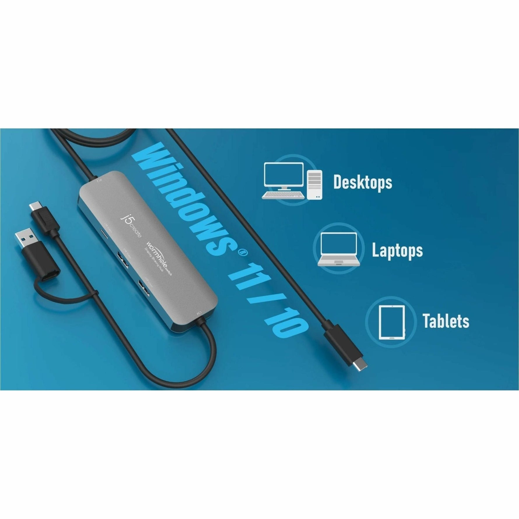 j5create Wormhole Switch JCH462 USB Hub - USB Type A, USB Type C - 640 MB/s - Notebook, Keyboard, Mouse, Desktop, Tablet, Webcam, Camera, Flash Drive - Space Gray - Soundz Store AUSTRALIA