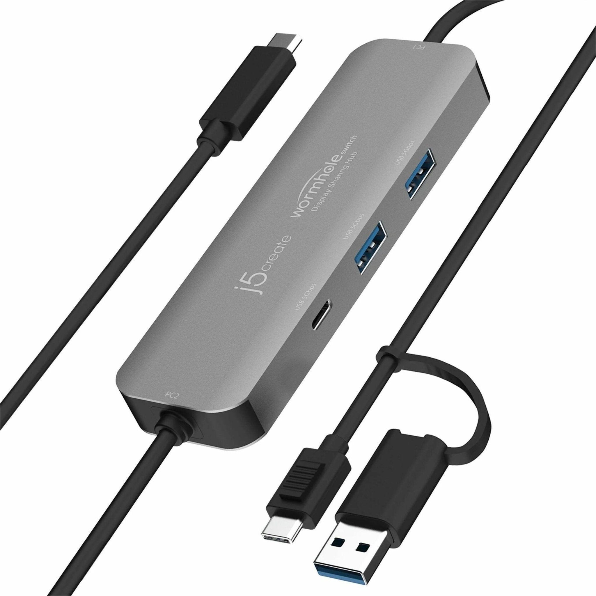 j5create Wormhole Switch JCH462 USB Hub - USB Type A, USB Type C - 640 MB/s - Notebook, Keyboard, Mouse, Desktop, Tablet, Webcam, Camera, Flash Drive - Space Gray - Soundz Store AUSTRALIA