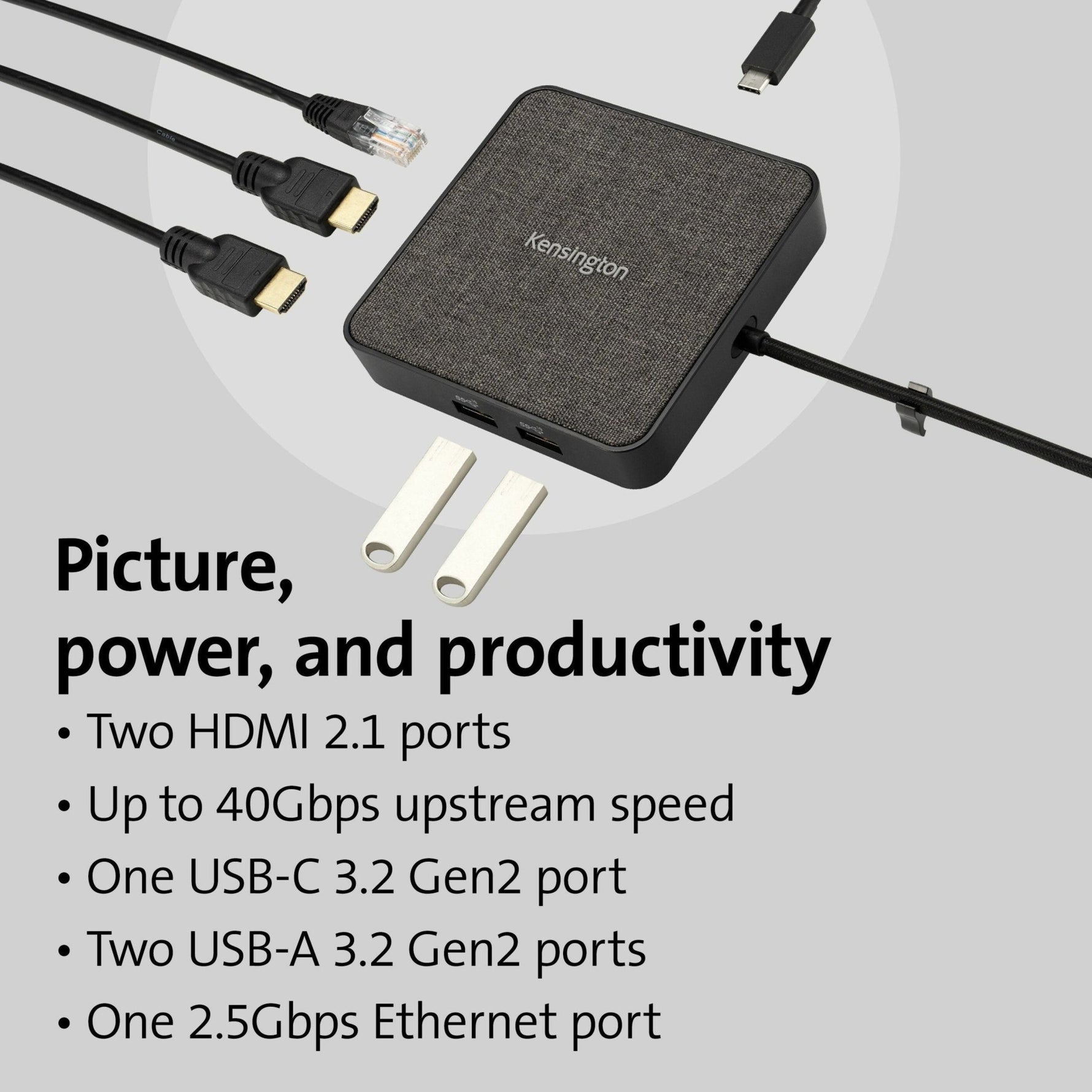 Kensington MD120U4 USB4 Docking Station for Monitor, Notebook, Tablet - 100 W - Black - Portable - Soundz Store AUSTRALIA