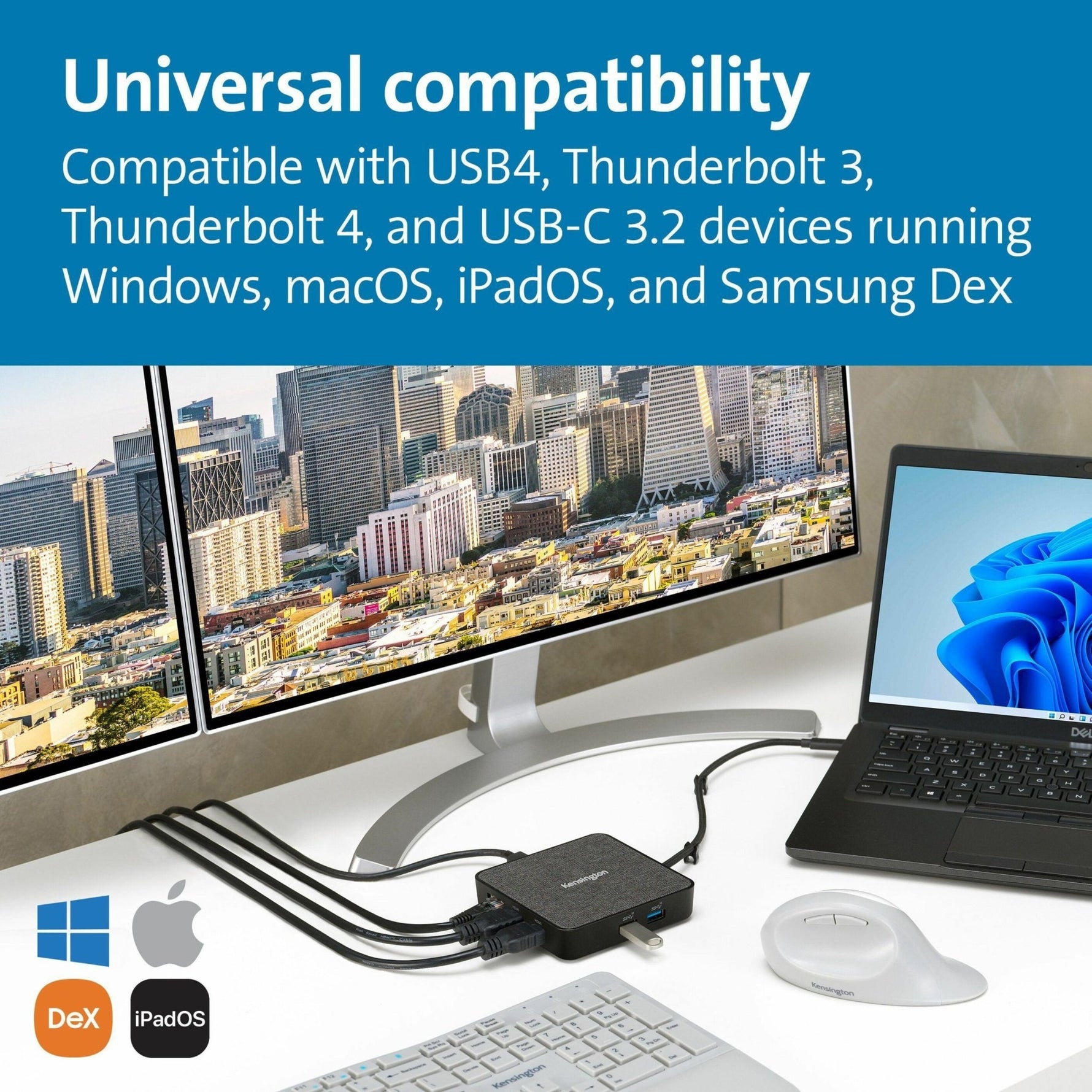Kensington MD120U4 USB4 Docking Station for Monitor, Notebook, Tablet - 100 W - Black - Portable - Soundz Store AUSTRALIA