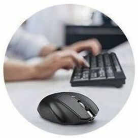 Kensington Pro Fit Ergo MY435 Mid Size Mouse - Bluetooth/Radio Frequency - USB Type A - Optical - 6 Button(s) - 6 Programmable Button(s) - Black - 1 Box - Soundz Store AUSTRALIA