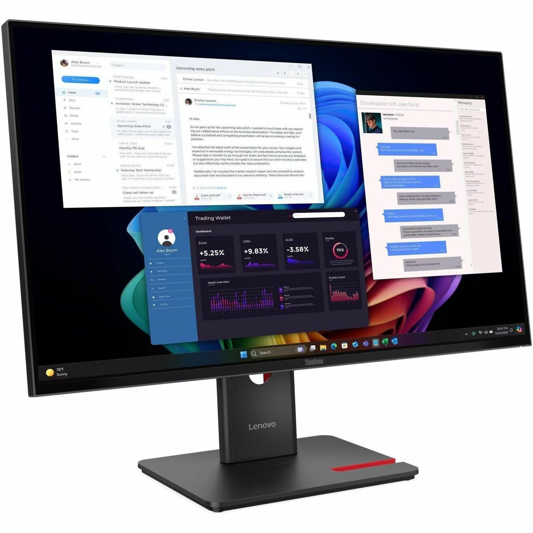 Lenovo ThinkVision T27UD-40 27' Class 4K UHD LED Monitor - 16:9 - Eclipse Black - Soundz Store AUSTRALIA