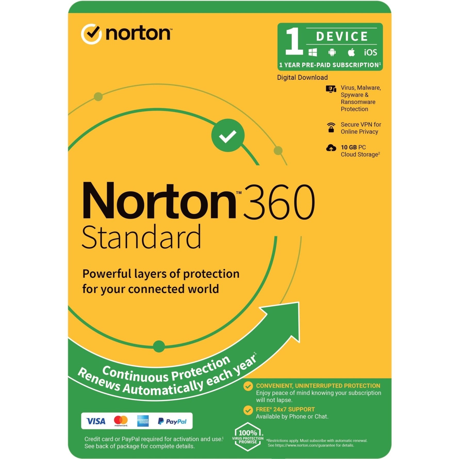 LifeLock Norton 360 Standard - Subscription License and Media - 1 Device, 10 GB, 1 User - Annual Fee - Soundz Store AUSTRALIA