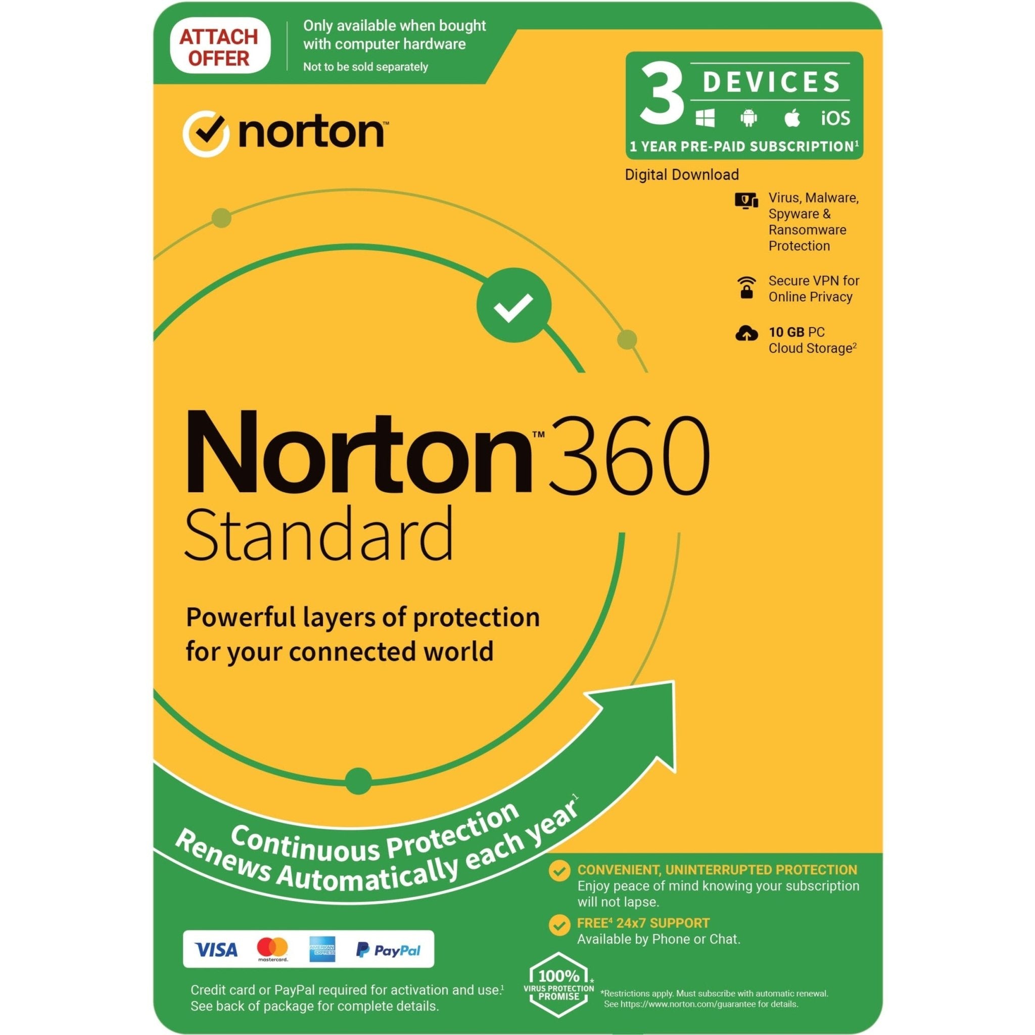 LifeLock Norton 360 Standard - Subscription License and Media - 3 Device, 10 GB, 1 User - Annual Fee - Soundz Store AUSTRALIA