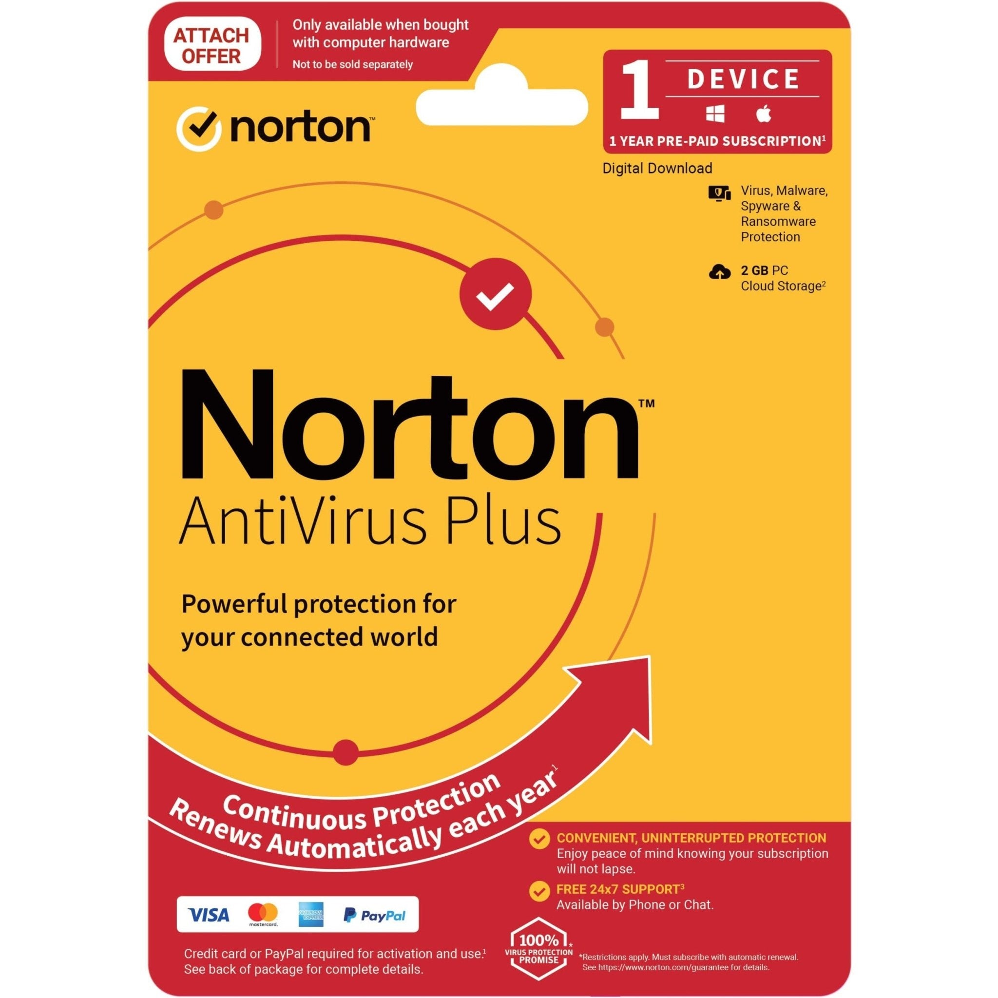 LifeLock Norton AntiVirus Plus - Subscription License and Media - 1 Device, 2 GB, 1 User - Annual Fee - Soundz Store AUSTRALIA