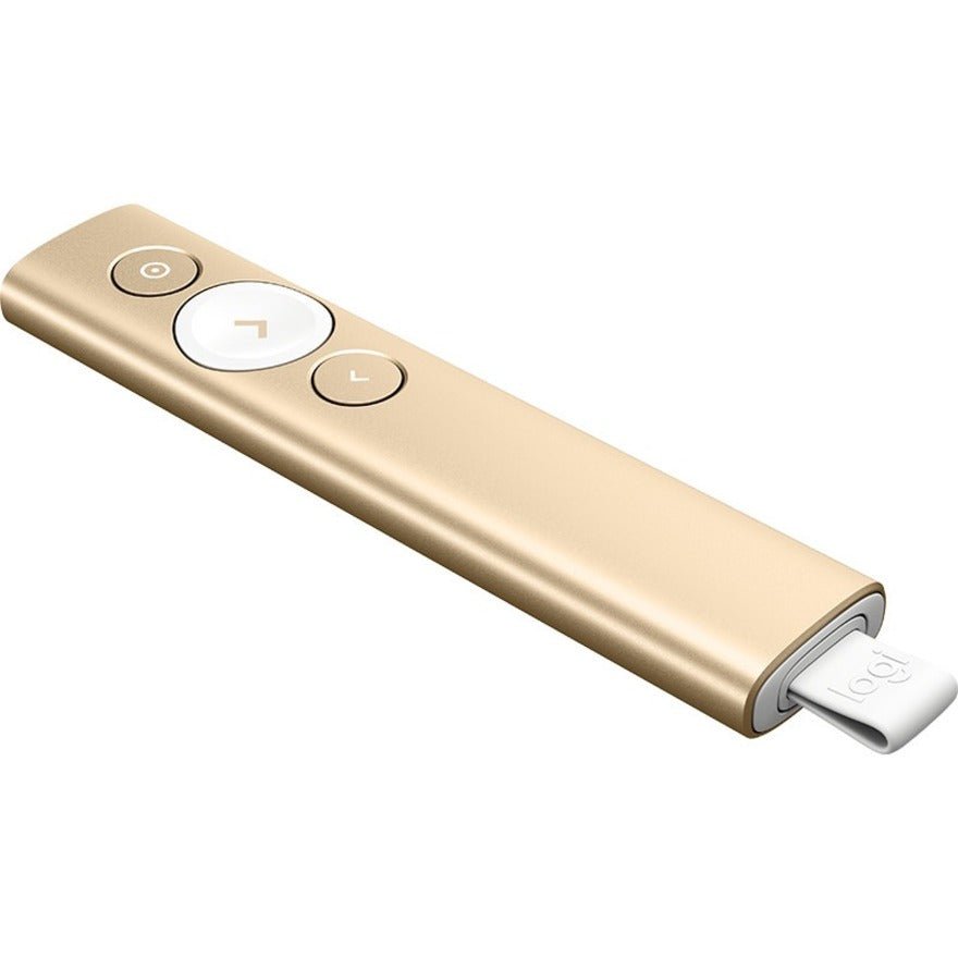 Logitech Presentation Pointer - Bluetooth/Radio Frequency - USB Type C - Gyroscopic - 3 Button(s) - Gold - Soundz Store AUSTRALIA