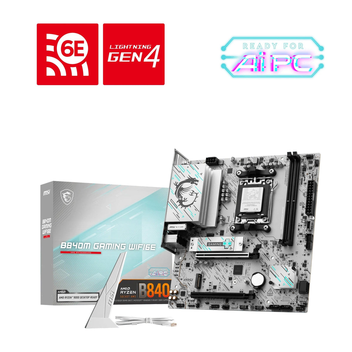 MSI B840M GAMING WIFI6E, AMD B840, AM5, 2xDDR5 128GB, PCIe 4.0 x16, 2xM.2 PCIe4, 2.5G LAN, Wi-Fi 6E, USB 5G, HDMI/DP, 2yr wty - Soundz Store AUSTRALIA