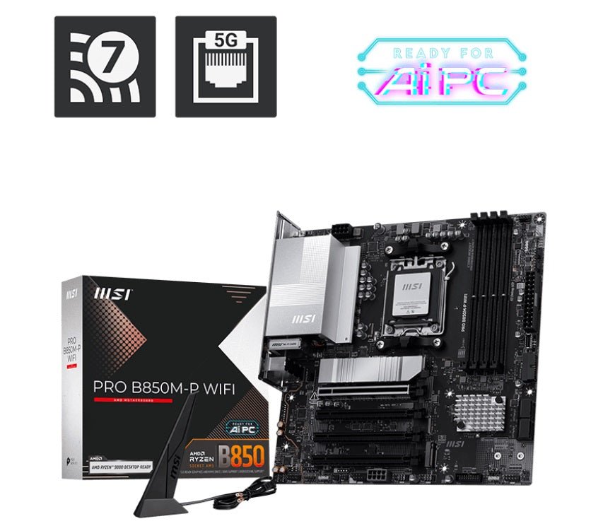 MSI PRO B850M-P WIFI, AM5, 4x DDR5 256GB, 1x HDMI, 1x PCI-E x16 slot, 3x M.2,4x USB2.0, 3x USB C, Wi-Fi 7 - Soundz Store AUSTRALIA