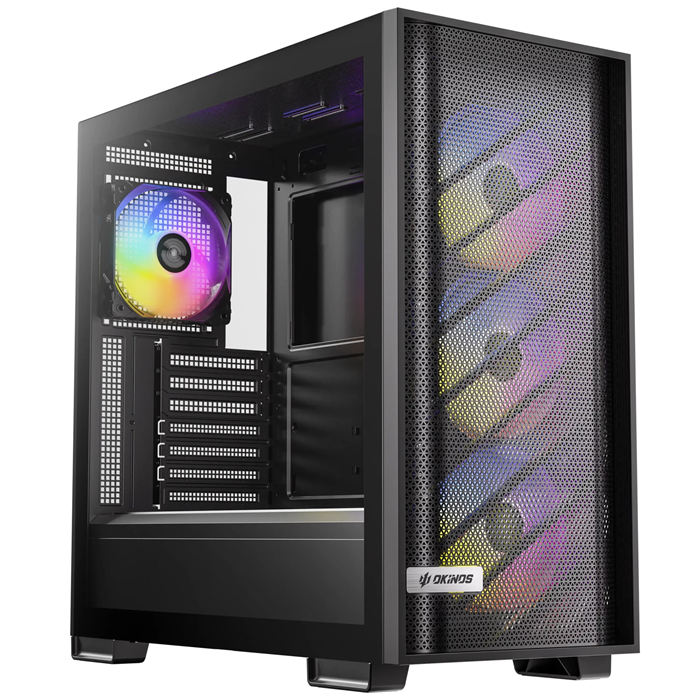 OKINOS 612 ARGB Mid Tower ATX case, tempered glass, USB-C 5Gbps, 4x120mm ARGB fans, 405mm GPU, 175mm CPU, 360mm radiator support - Soundz Store AUSTRALIA