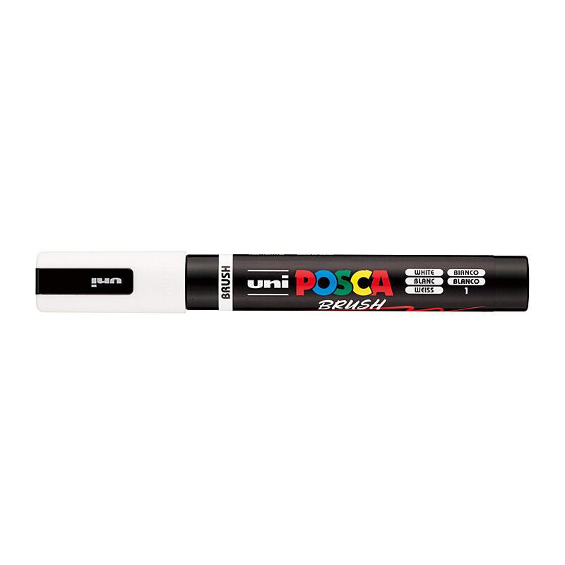 Posca PC5BRWH - Medium Brush Tip White - Soundz Store AUSTRALIA