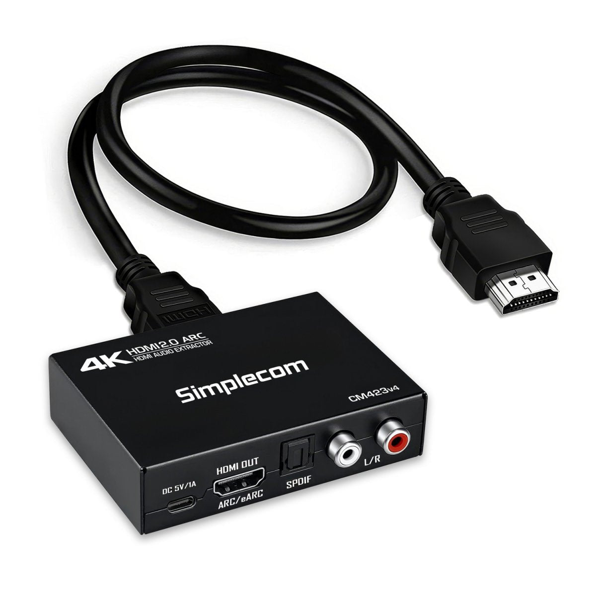 Simplecom CM423v4 HDMI 2.0 Audio Extractor Dual-Mode with ARC/eARC Optical SPDIF 2RCA 3.5mm Stereo 4K@60Hz - Soundz Store AUSTRALIA