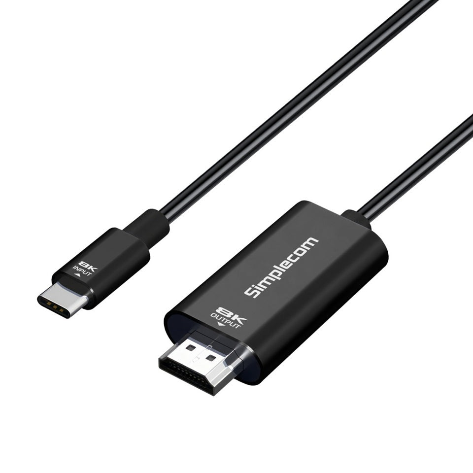 Simplecom DA324 USB-C to HDMI 2.1 Cable 2M, 8K@60Hz, DP1.4 Alt, HDCP1.4/2.3, HDR10, DSC1.1/1.2a, Audio LPCM/AC3/DTS/DTS-HD/Dolby MAT - Soundz Store AUSTRALIA