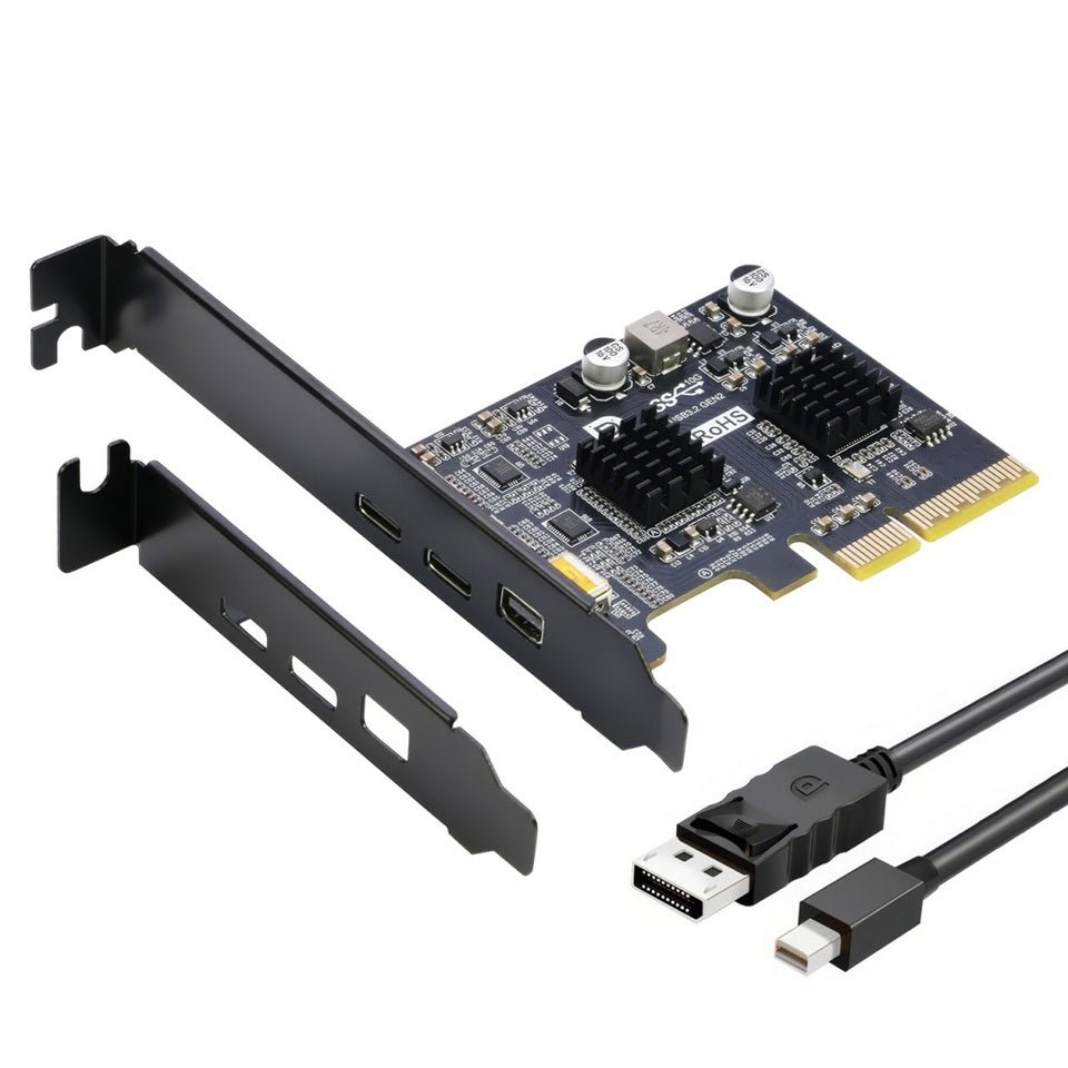 Simplecom EC365 PCIe x4 to 2-Port USB 3.2 Gen II Type-C with Mini DisplayPort Input for USB-C DP Alt Mode Expansion Card - Soundz Store AUSTRALIA