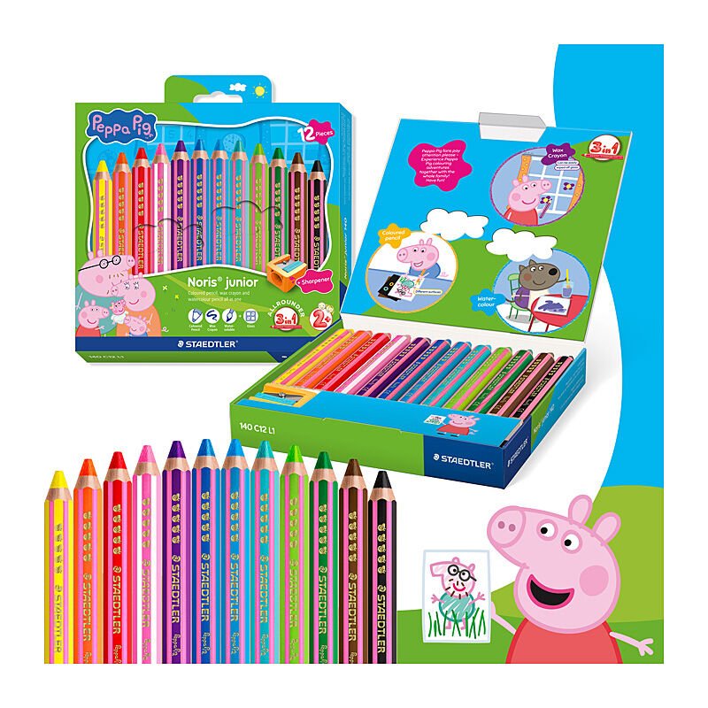 Staedtler 140 C12 L1 - ST Peppa Pig 3in1 Pencils Pk12 - Soundz Store AUSTRALIA
