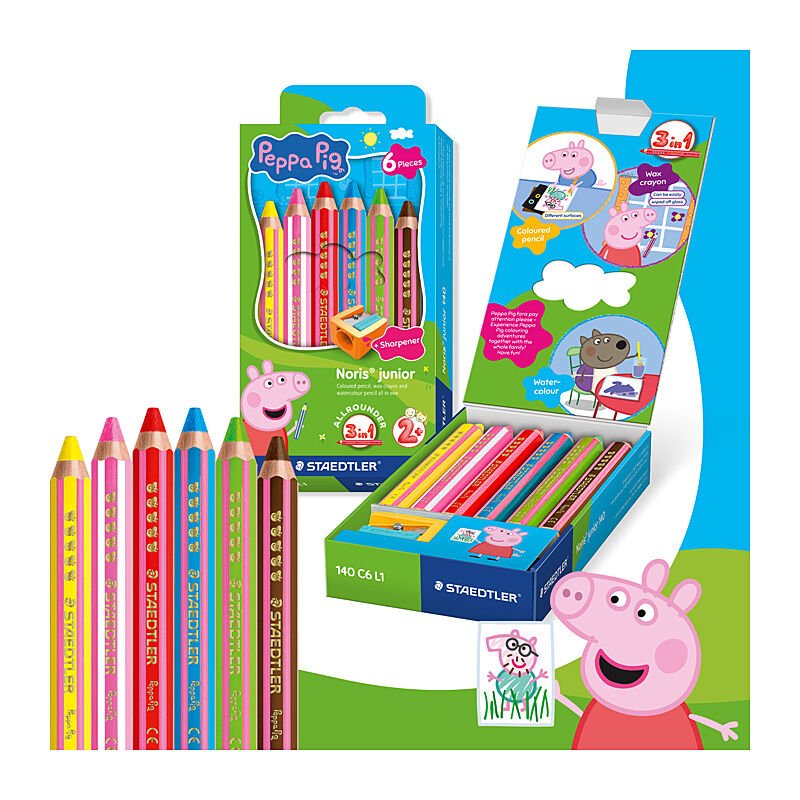 Staedtler 140 C6 L1 - ST Peppa Pig 3in1 Pencils Pk6 - Soundz Store AUSTRALIA