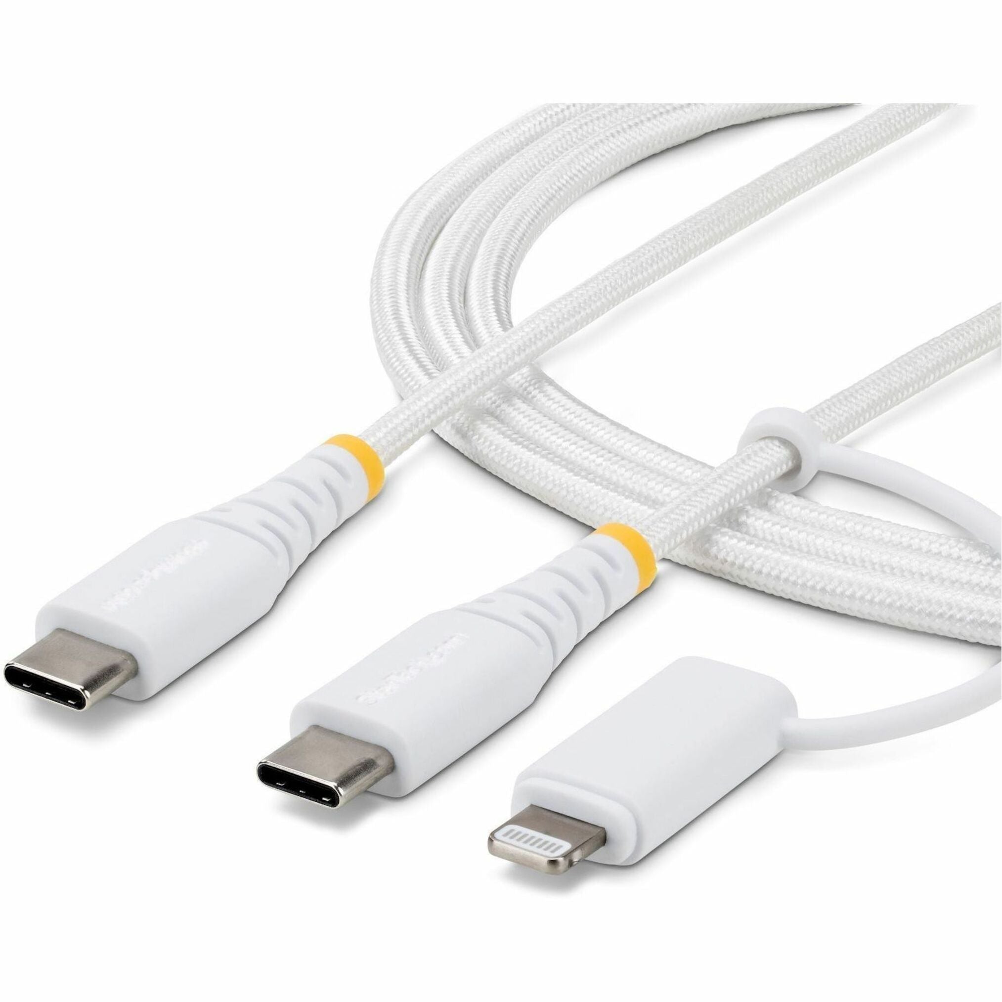 StarTech 1m (3.3ft) 2-in-1 Rugged USB-C Charging Cable with Lightning Adapter, 30W/60W, Apple MFi Certified Braided USB C Charger Cord - Soundz Store AUSTRALIA